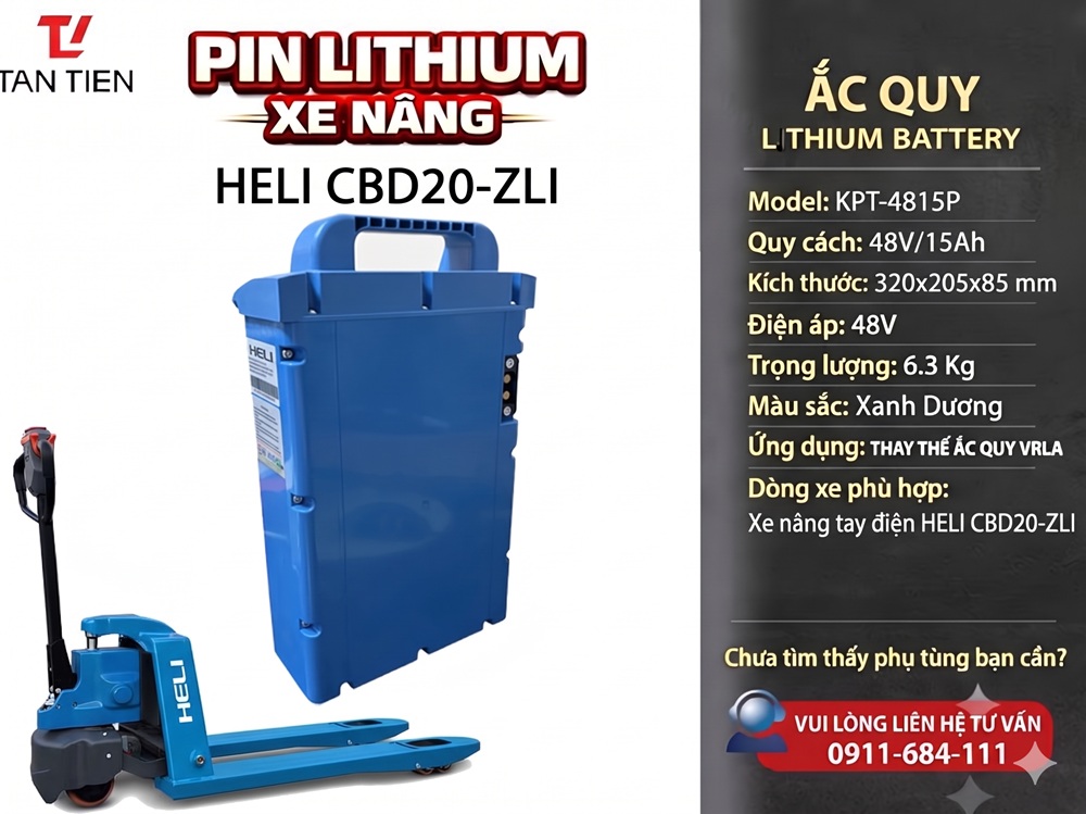 Pin Lithium Xe Nâng HELI CBD20-ZLI 48V/15Ah